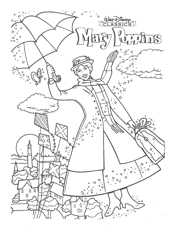 Plansa de colorat cu Mary Poppins 1 1
